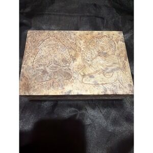 Vintage Hand Carved Marble Jewelry Box,White Stone Trinket Box, Onyx Trinket Box